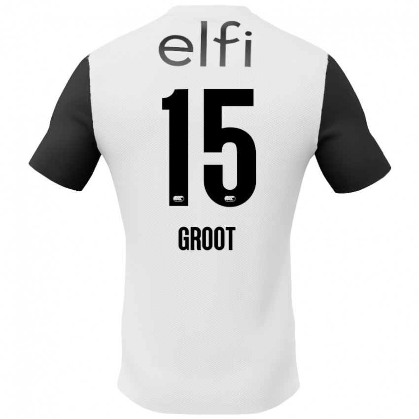 Dames Pleun Groot #15 Wit Zwart Uitshirt Uittenue 2024/25 T-Shirt