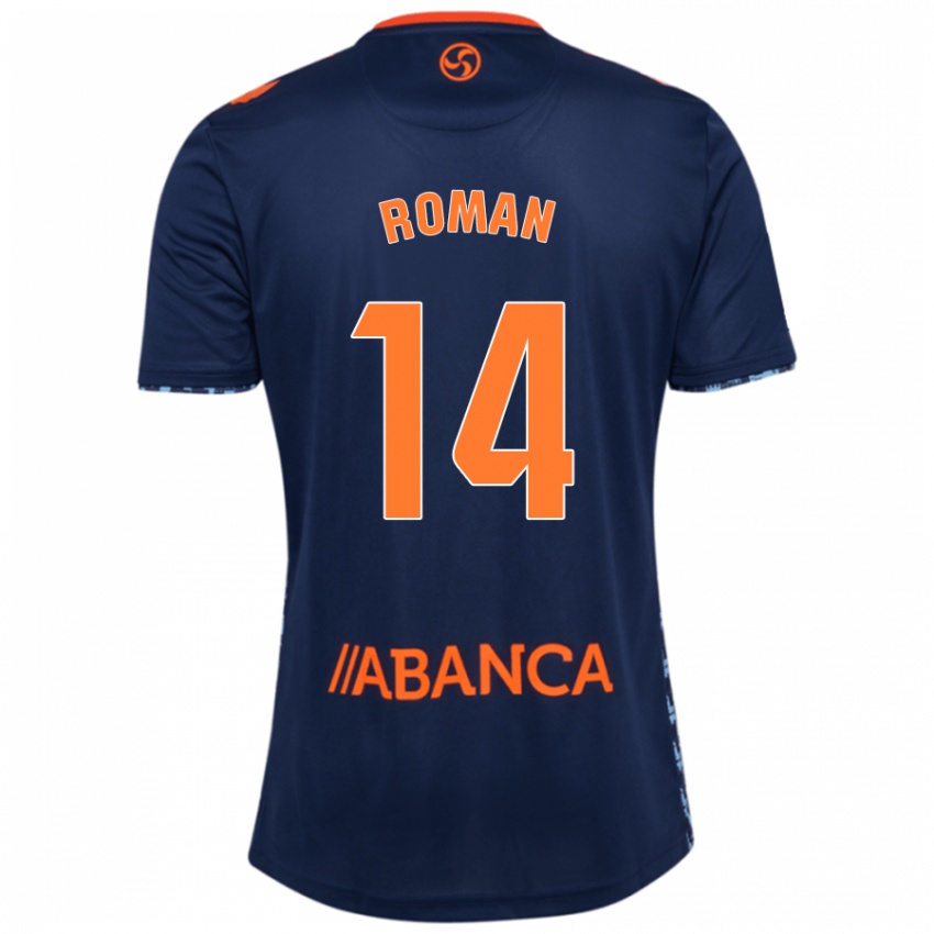 Dames Miguel Román #14 Marineblauw Uitshirt Uittenue 2024/25 T-Shirt