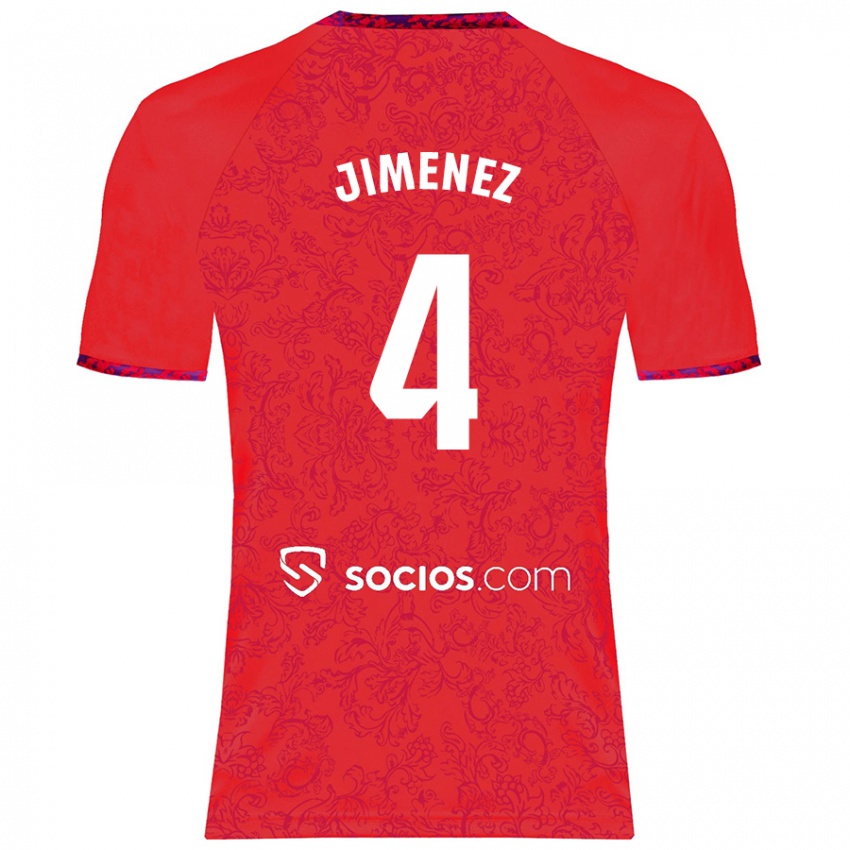 Dames Diego Jiménez #4 Rood Uitshirt Uittenue 2024/25 T-Shirt