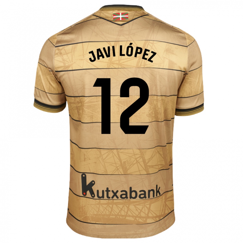 Dames Javi López #12 Bruin Uitshirt Uittenue 2024/25 T-Shirt