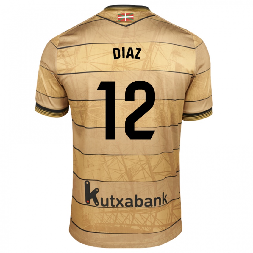 Dames Ekain Díaz #12 Bruin Uitshirt Uittenue 2024/25 T-Shirt