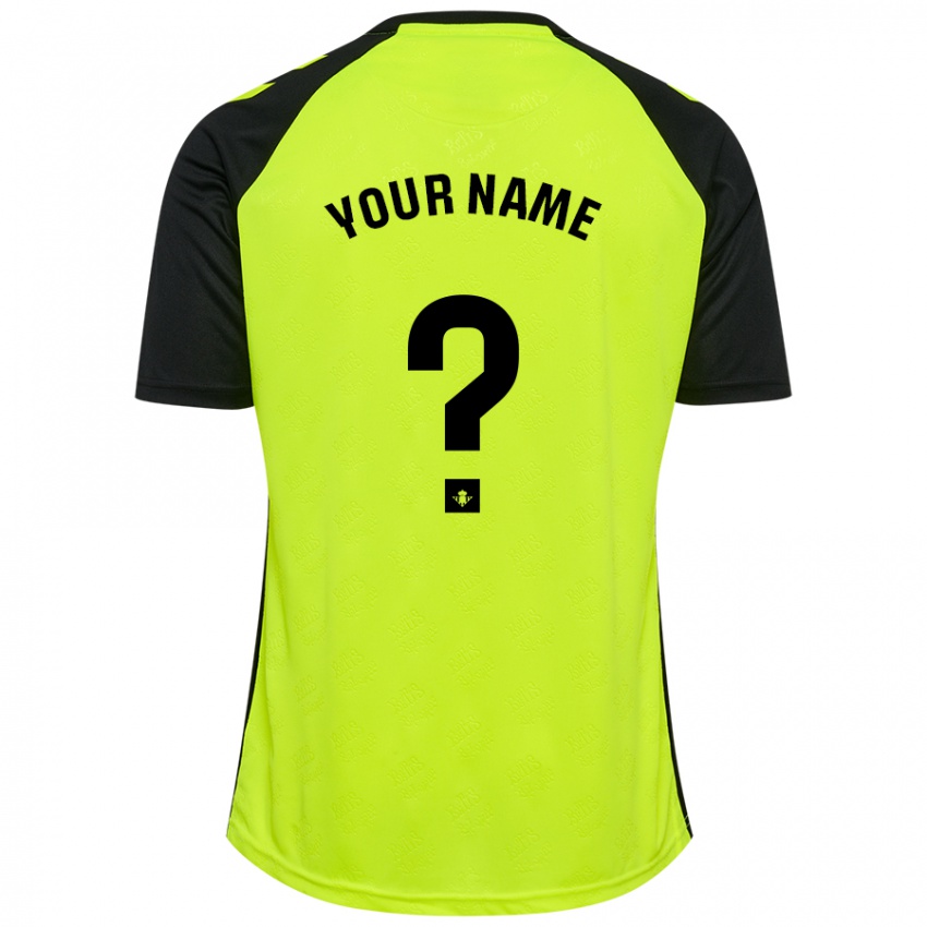 Dames Uw Naam #0 Fluorescerend Geel Zwart Uitshirt Uittenue 2024/25 T-Shirt