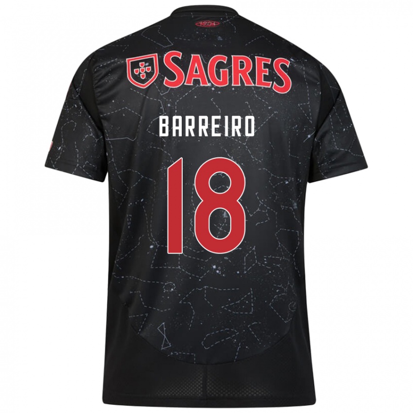 Dames Leandro Barreiro #18 Zwart Rood Uitshirt Uittenue 2024/25 T-Shirt