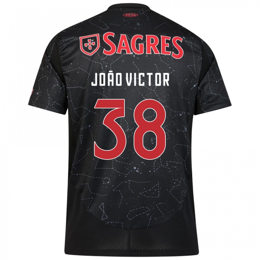 Dames João Victor #38 Zwart Rood Uitshirt Uittenue 2024/25 T-Shirt