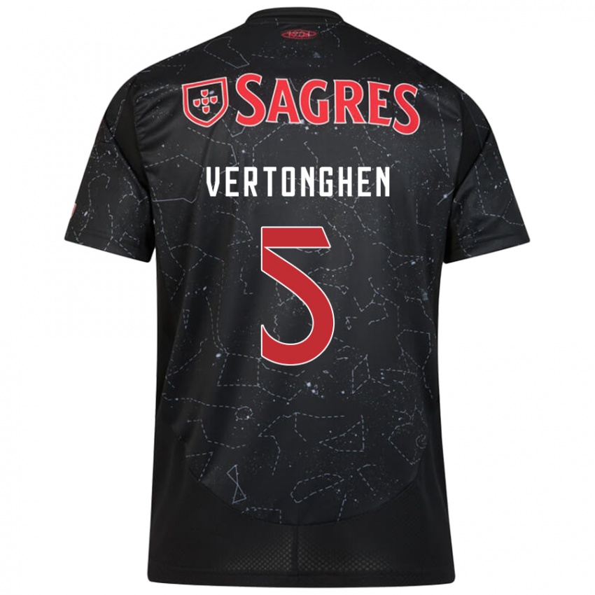 Dames Jan Vertonghen #5 Zwart Rood Uitshirt Uittenue 2024/25 T-Shirt