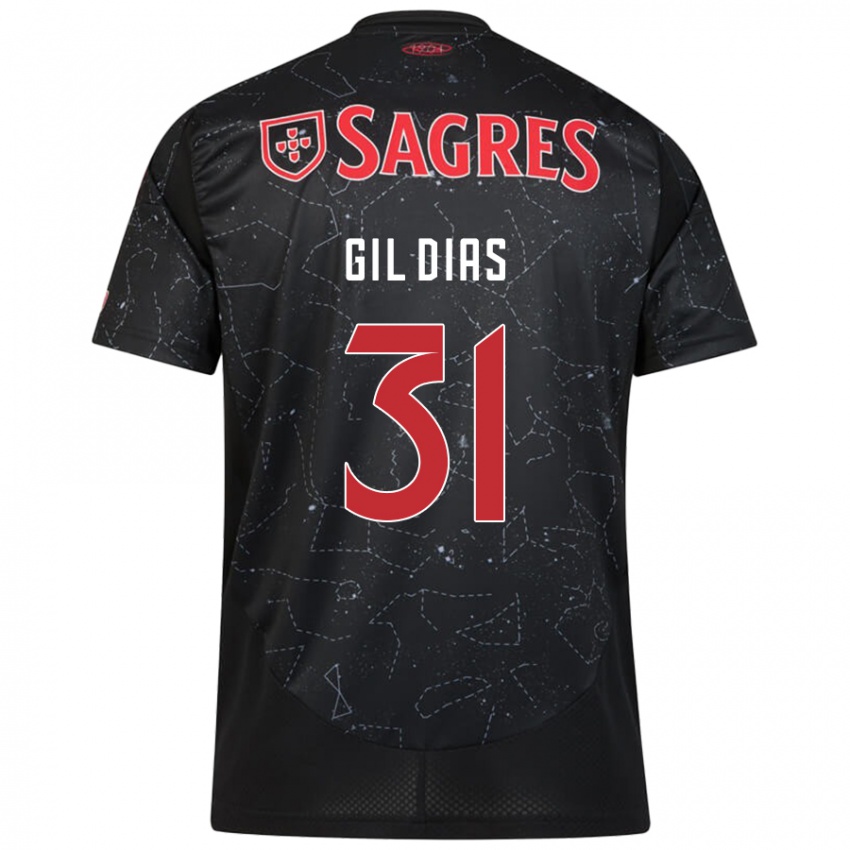 Dames Gil Dias #31 Zwart Rood Uitshirt Uittenue 2024/25 T-Shirt