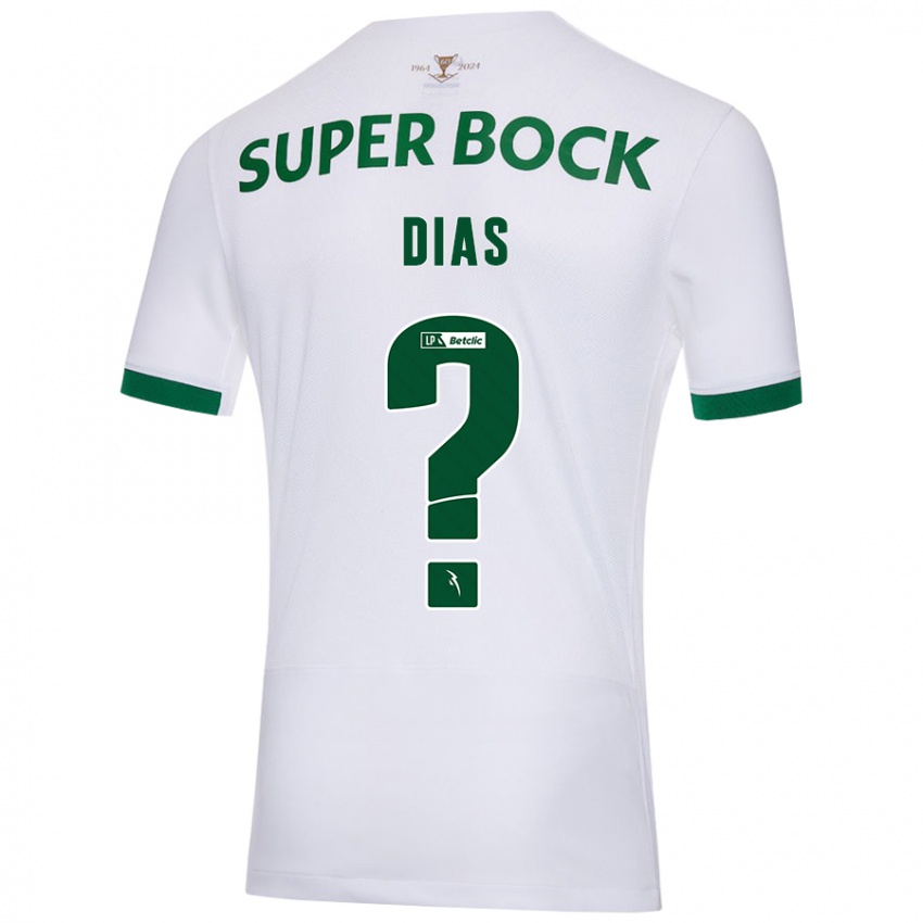 Dames Lucas Dias #0 Wit Groen Uitshirt Uittenue 2024/25 T-Shirt