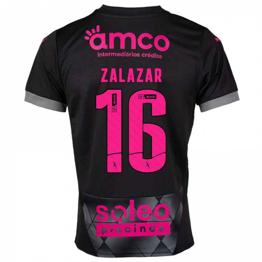 Dames Rodrigo Zalazar #16 Zwart Roze Uitshirt Uittenue 2024/25 T-Shirt