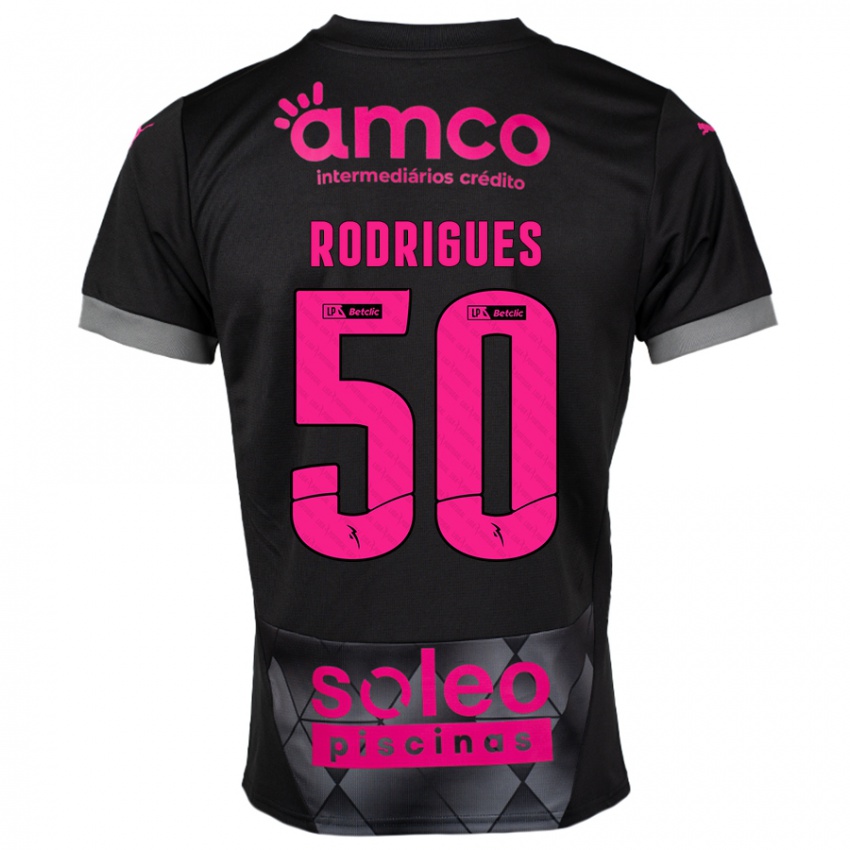 Dames Diego Rodrigues #50 Zwart Roze Uitshirt Uittenue 2024/25 T-Shirt