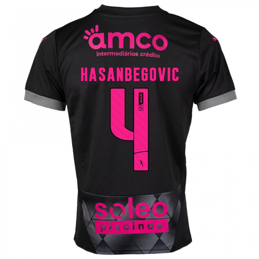 Dames Melisa Hasanbegović #4 Zwart Roze Uitshirt Uittenue 2024/25 T-Shirt