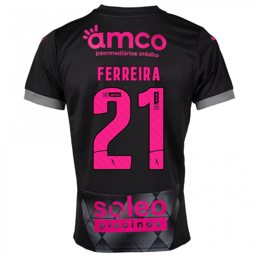 Dames Ana Carolina Ferreira #21 Zwart Roze Uitshirt Uittenue 2024/25 T-Shirt