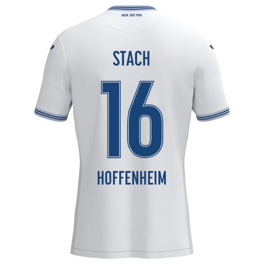 Dames Anton Stach #16 Wit Blauw Uitshirt Uittenue 2024/25 T-Shirt