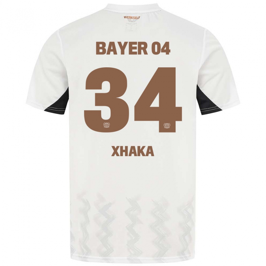 Dames Granit Xhaka #34 Wit Zwart Uitshirt Uittenue 2024/25 T-Shirt