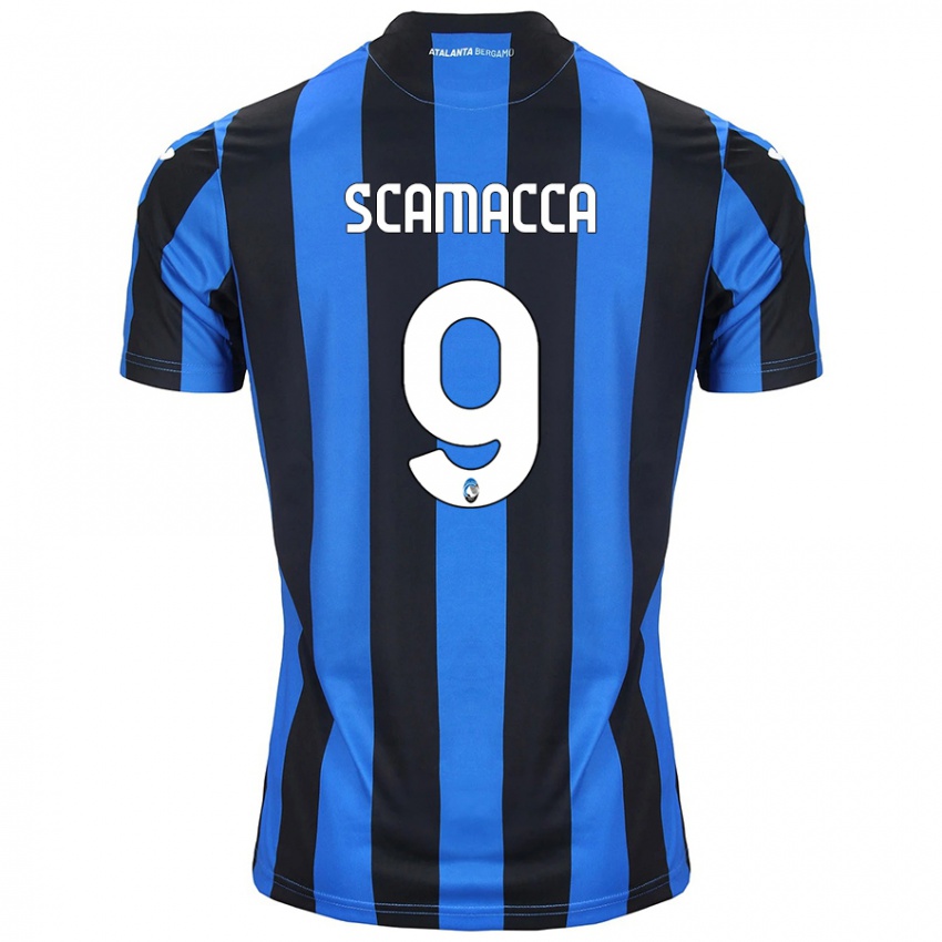 Kinderen Gianluca Scamacca #9 Blauw Zwart Thuisshirt Thuistenue 2024/25 T-Shirt