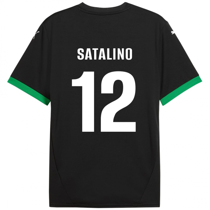 Kinderen Giacomo Satalino #12 Zwart Donkergroen Thuisshirt Thuistenue 2024/25 T-Shirt