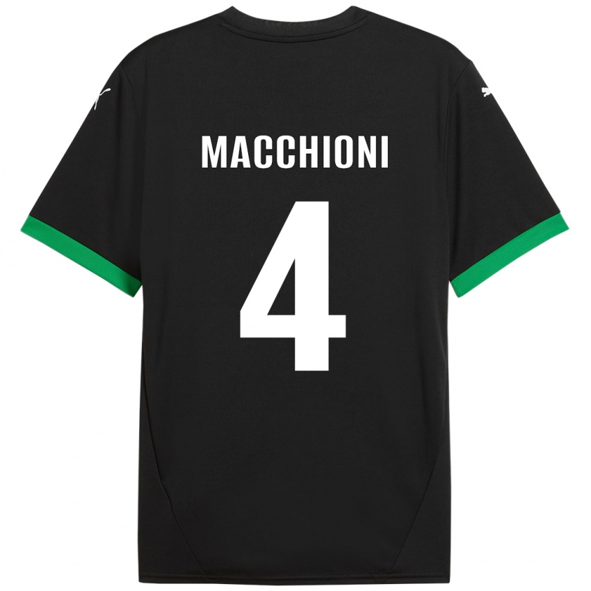 Kinderen Tommaso Macchioni #4 Zwart Donkergroen Thuisshirt Thuistenue 2024/25 T-Shirt