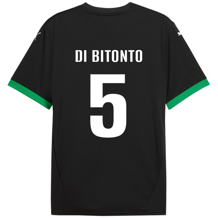 Kinderen Alessandro Di Bitonto #5 Zwart Donkergroen Thuisshirt Thuistenue 2024/25 T-Shirt