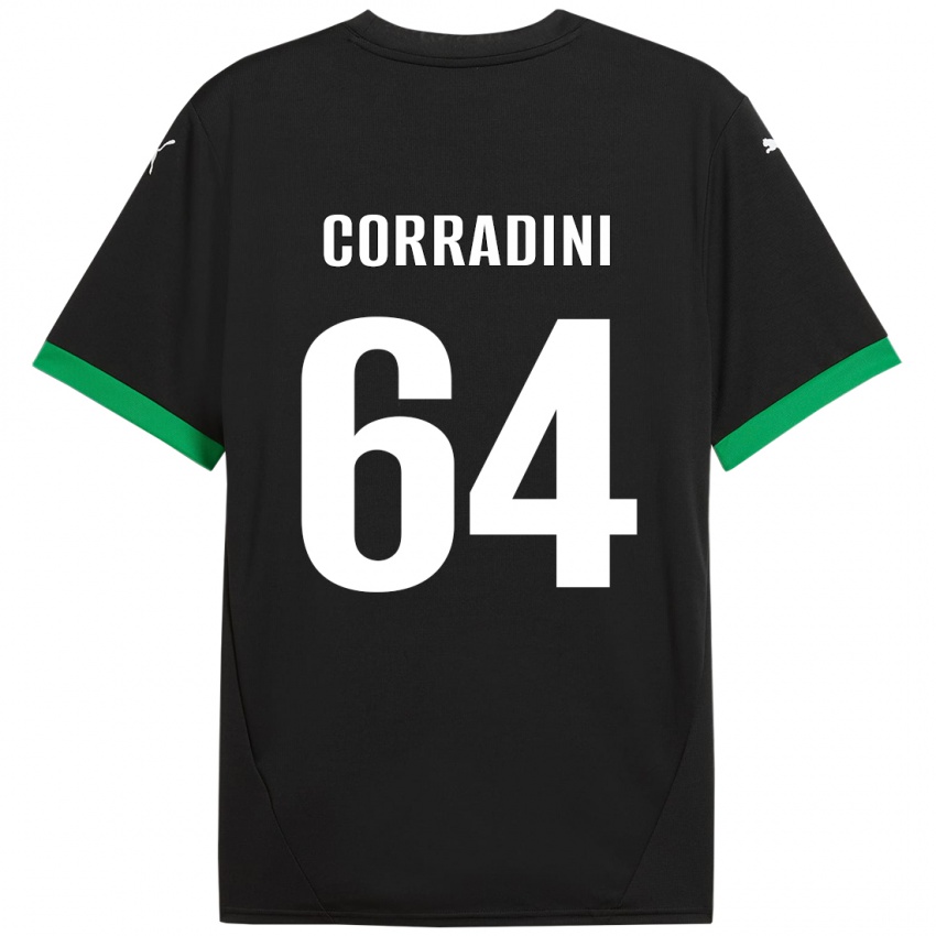 Kinderen Francesco Corradini #64 Zwart Donkergroen Thuisshirt Thuistenue 2024/25 T-Shirt