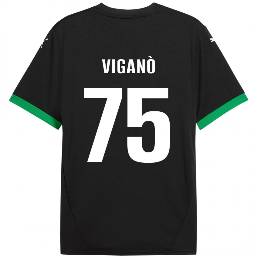 Kinderen Lorenzo Viganò #75 Zwart Donkergroen Thuisshirt Thuistenue 2024/25 T-Shirt