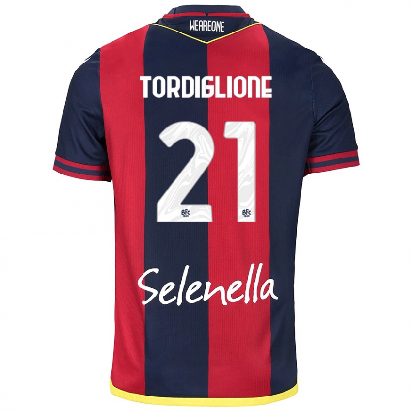 Kinderen Nicolò Tordiglione #21 Rood Koningsblauw Thuisshirt Thuistenue 2024/25 T-Shirt