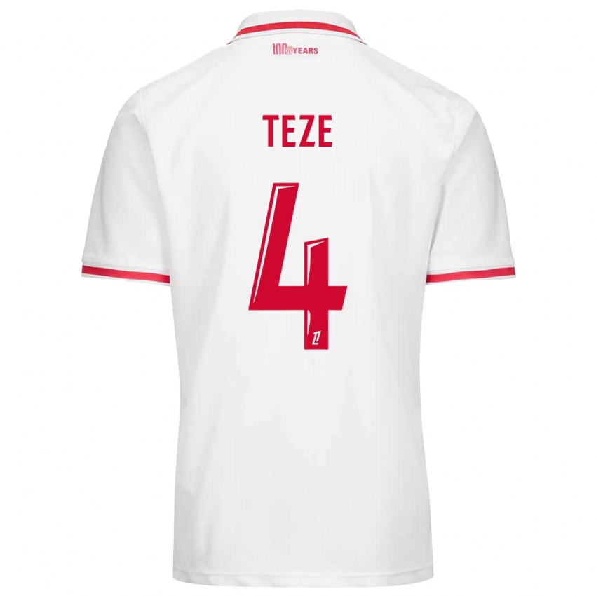 Kinderen Teze #4 Wit Rood Thuisshirt Thuistenue 2024/25 T-Shirt