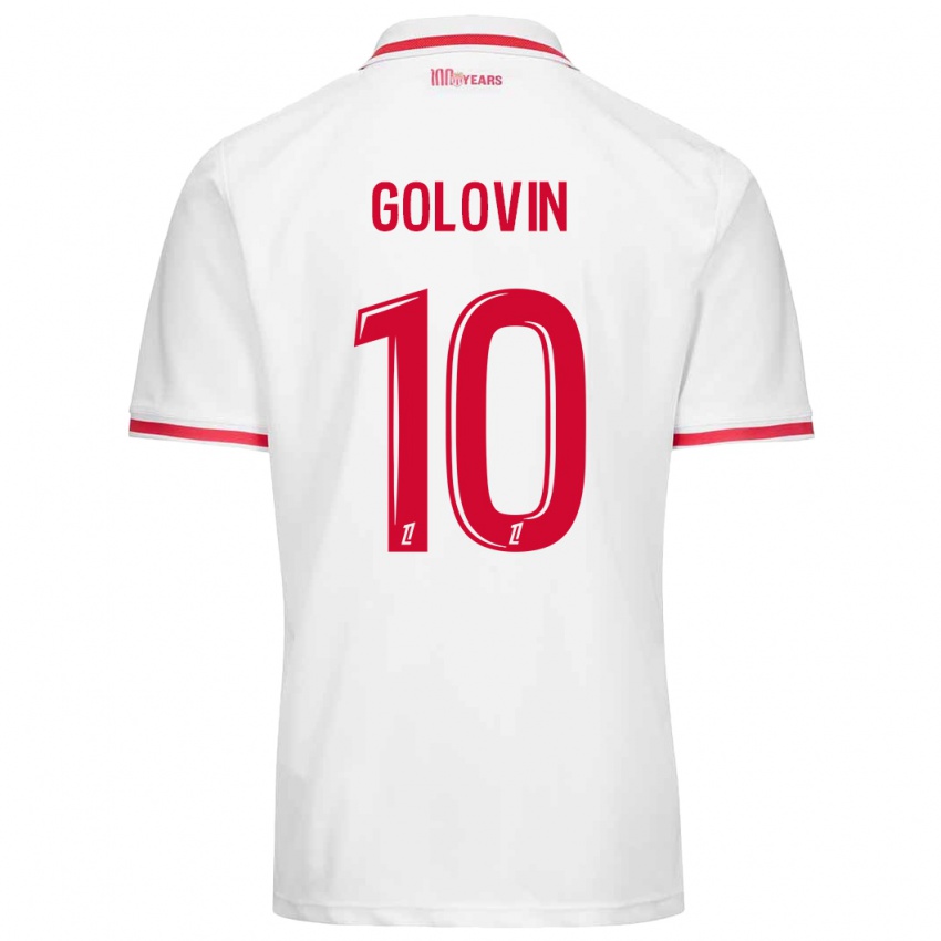 Kinderen Aleksandr Golovin #10 Wit Rood Thuisshirt Thuistenue 2024/25 T-Shirt