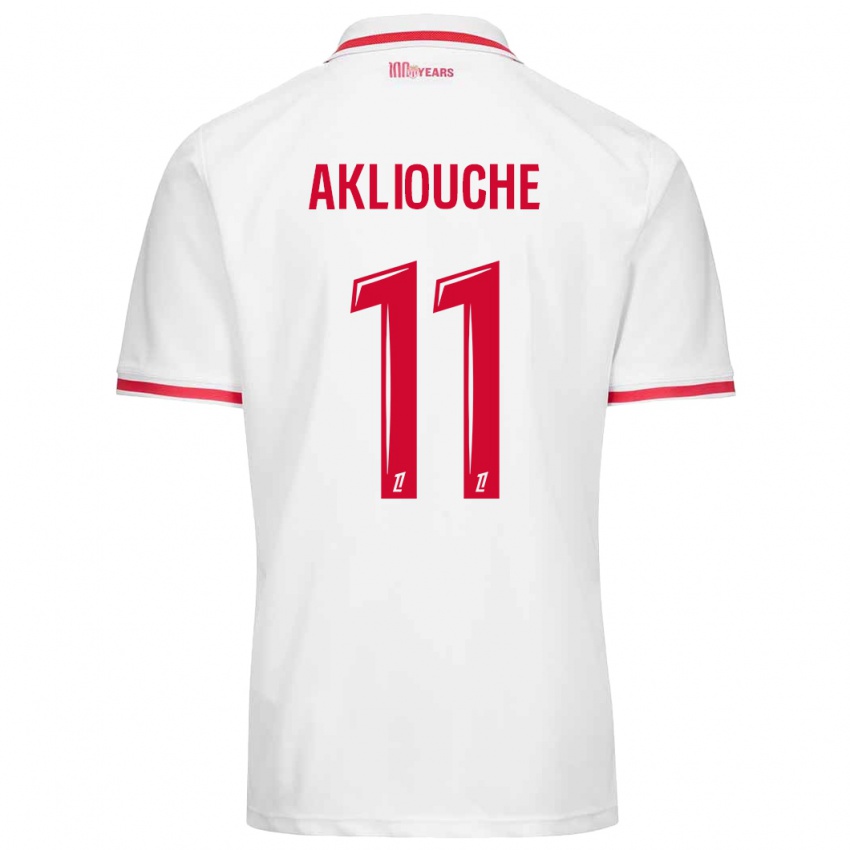 Kinderen Maghnes Akliouche #11 Wit Rood Thuisshirt Thuistenue 2024/25 T-Shirt