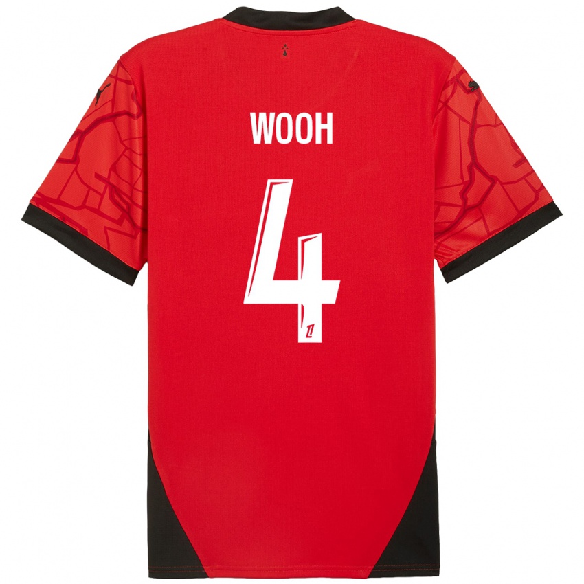 Kinderen Christopher Wooh #4 Rood Zwart Thuisshirt Thuistenue 2024/25 T-Shirt