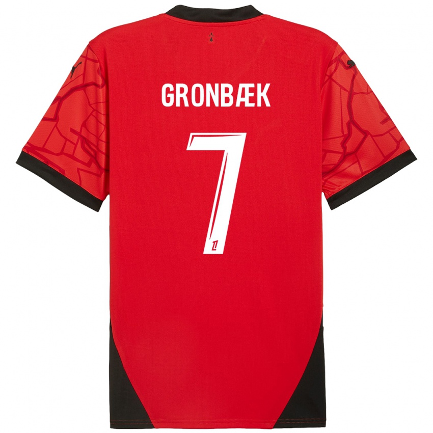 Kinderen Albert Grønbaek #7 Rood Zwart Thuisshirt Thuistenue 2024/25 T-Shirt