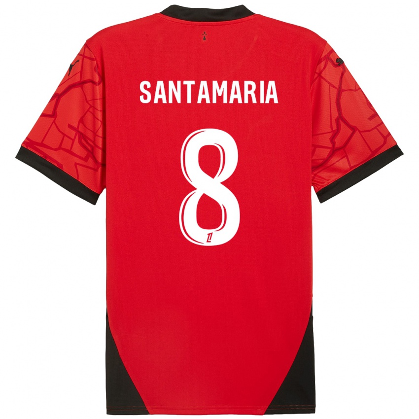 Kinderen Baptiste Santamaria #8 Rood Zwart Thuisshirt Thuistenue 2024/25 T-Shirt