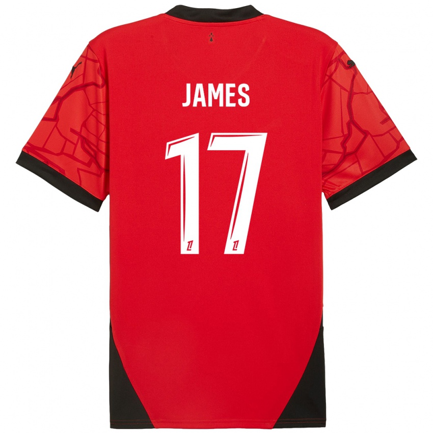 Kinderen Jordan James #17 Rood Zwart Thuisshirt Thuistenue 2024/25 T-Shirt