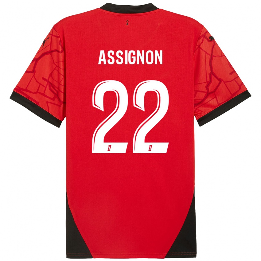 Kinderen Lorenz Assignon #22 Rood Zwart Thuisshirt Thuistenue 2024/25 T-Shirt