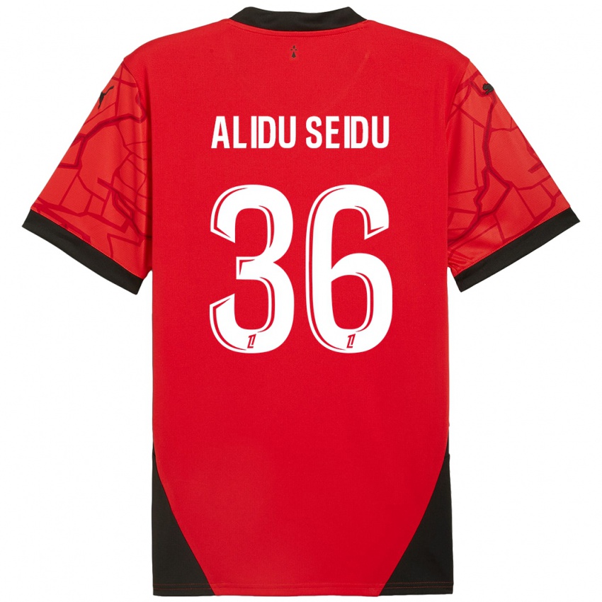 Kinderen Alidu Seidu #36 Rood Zwart Thuisshirt Thuistenue 2024/25 T-Shirt