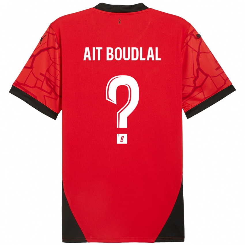 Kinderen Abdelhamid Ait Boudlal #0 Rood Zwart Thuisshirt Thuistenue 2024/25 T-Shirt