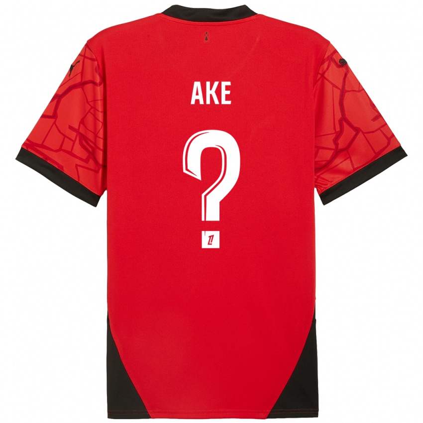 Kinderen Junior Ake #0 Rood Zwart Thuisshirt Thuistenue 2024/25 T-Shirt