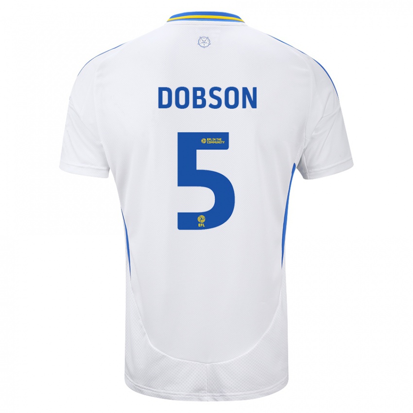 Kinderen Ellie Dobson #5 Wit Blauw Thuisshirt Thuistenue 2024/25 T-Shirt