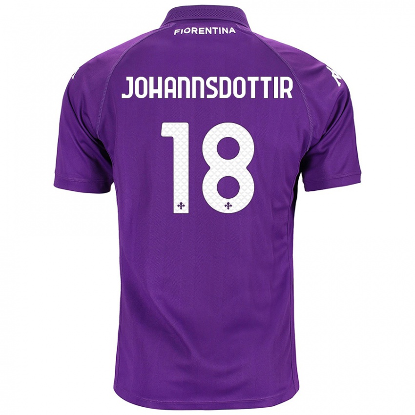 Kinderen Alexandra Jóhannsdóttir #18 Paars Thuisshirt Thuistenue 2024/25 T-Shirt