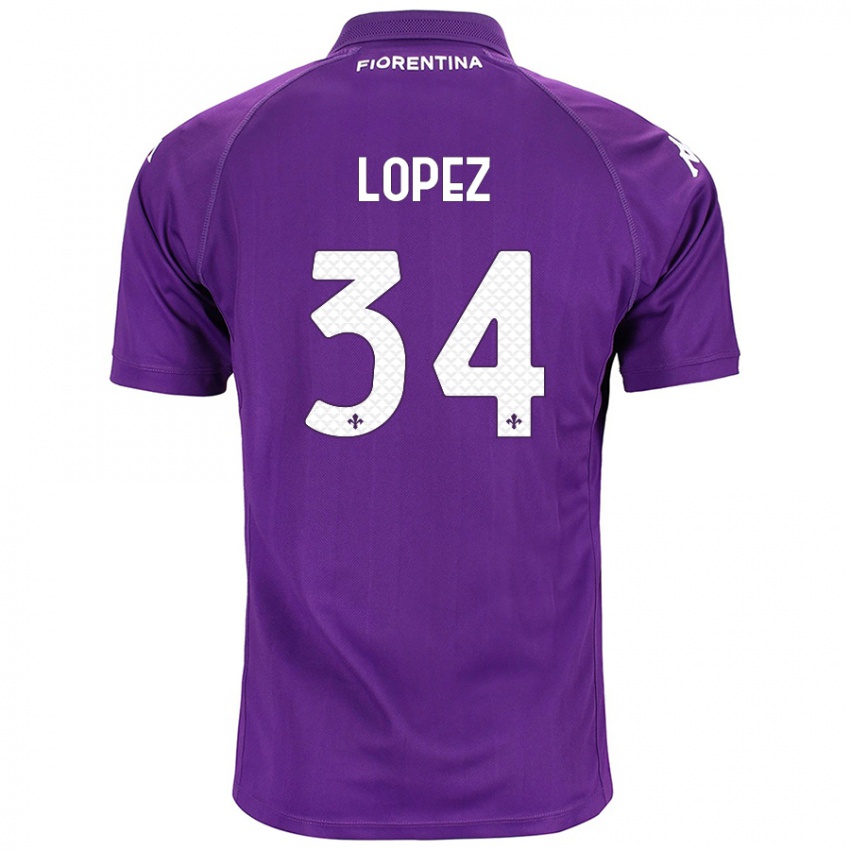 Kinderen Lucas López #34 Paars Thuisshirt Thuistenue 2024/25 T-Shirt