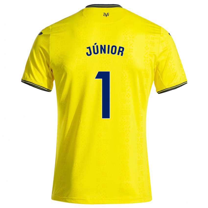 Kinderen Luiz Júnior #1 Geel Zwart Thuisshirt Thuistenue 2024/25 T-Shirt