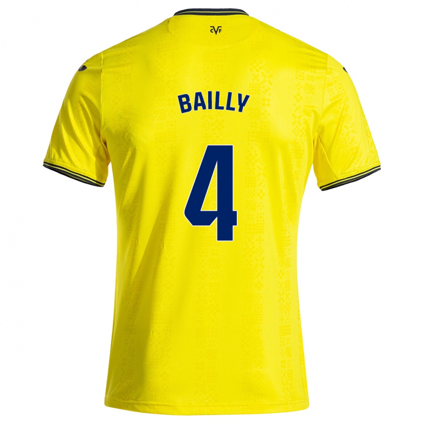 Kinderen Eric Bailly #4 Geel Zwart Thuisshirt Thuistenue 2024/25 T-Shirt