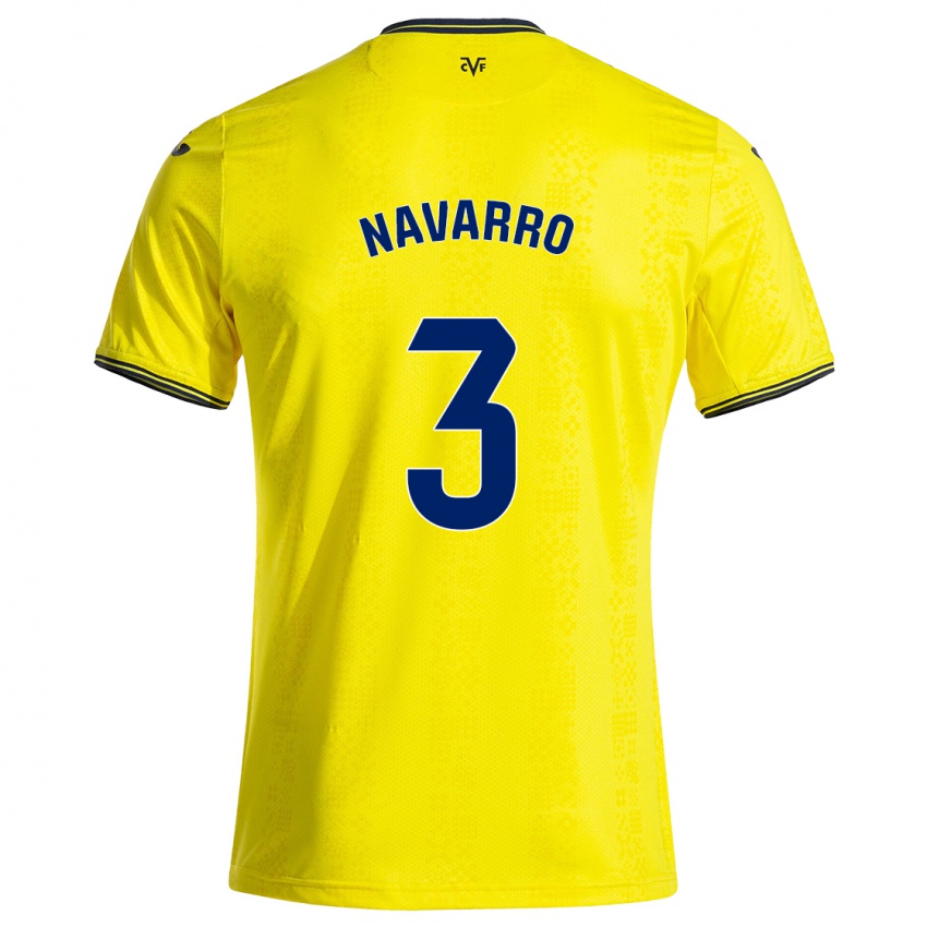 Kinderen Pablo Navarro #3 Geel Zwart Thuisshirt Thuistenue 2024/25 T-Shirt