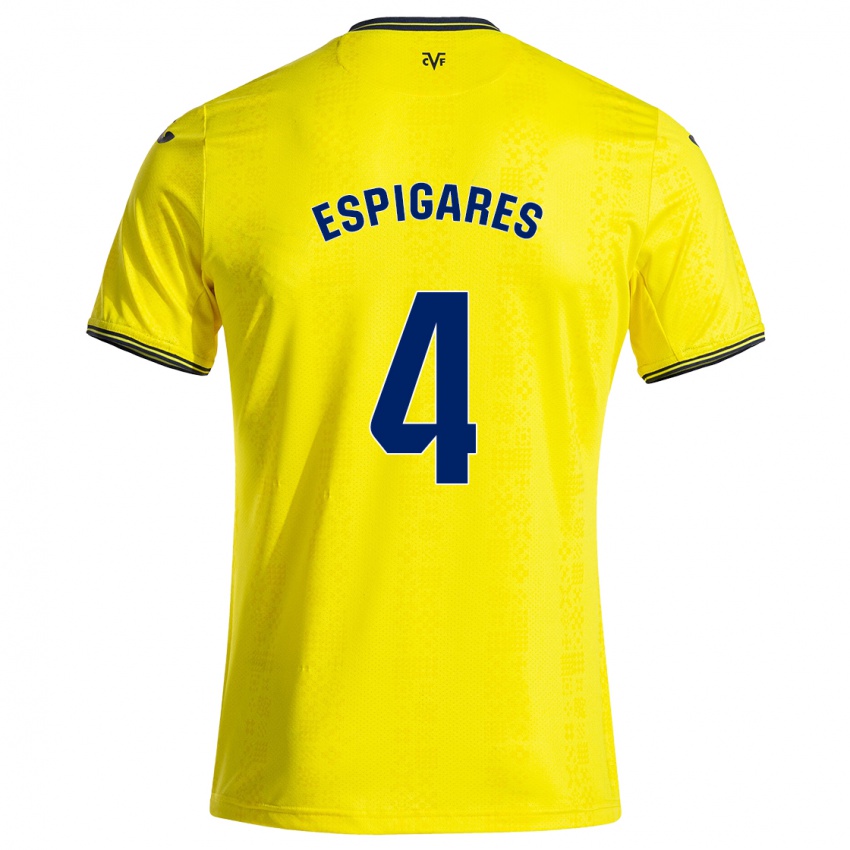 Kinderen Antonio Espigares #4 Geel Zwart Thuisshirt Thuistenue 2024/25 T-Shirt