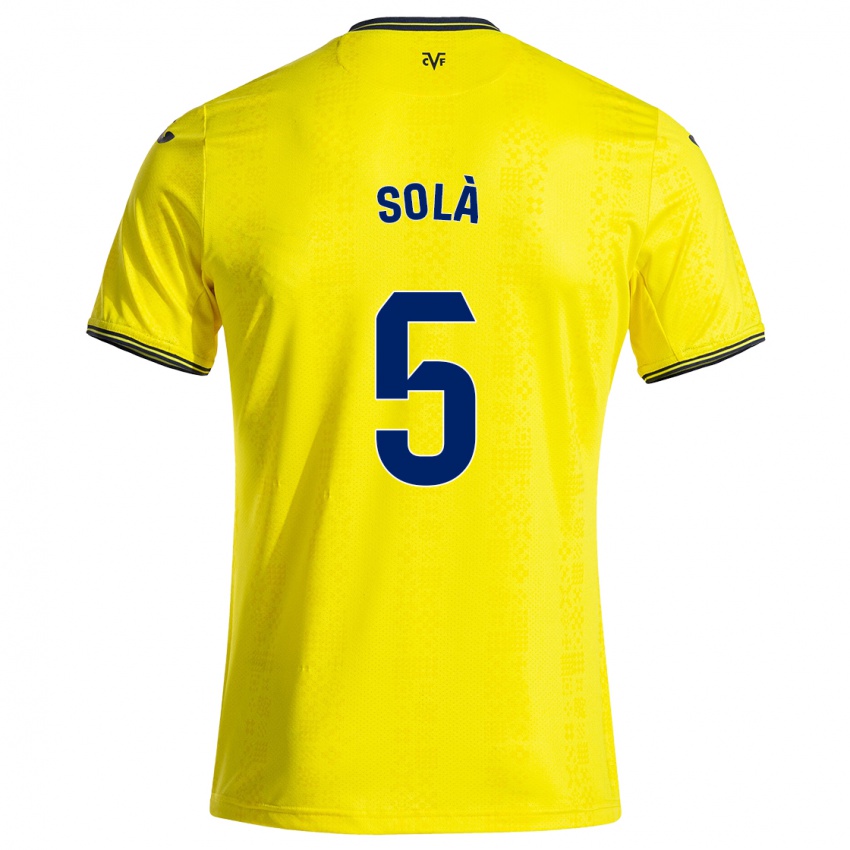 Kinderen Arnau Solà #5 Geel Zwart Thuisshirt Thuistenue 2024/25 T-Shirt