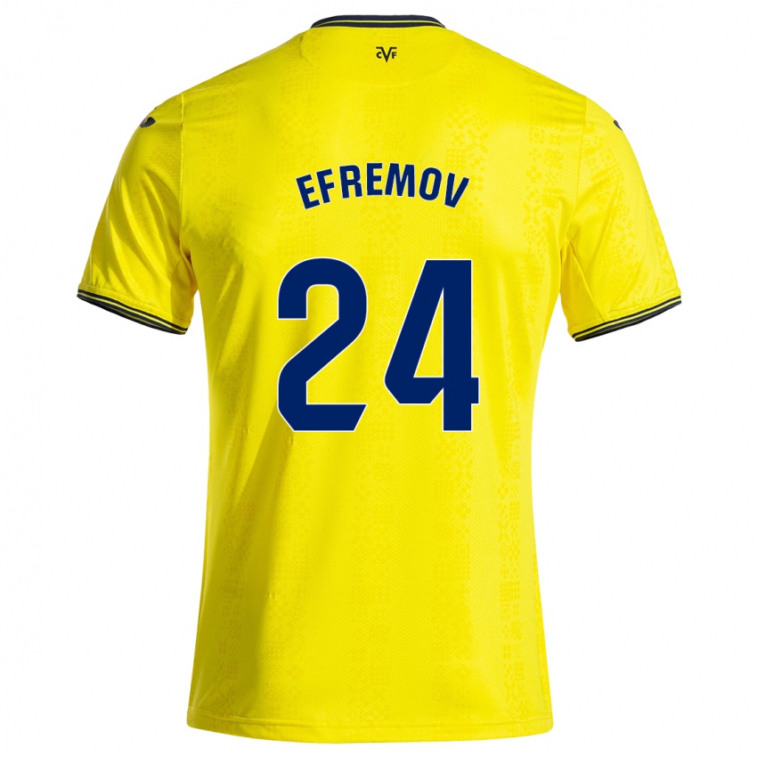 Kinderen Anton Efremov #24 Geel Zwart Thuisshirt Thuistenue 2024/25 T-Shirt