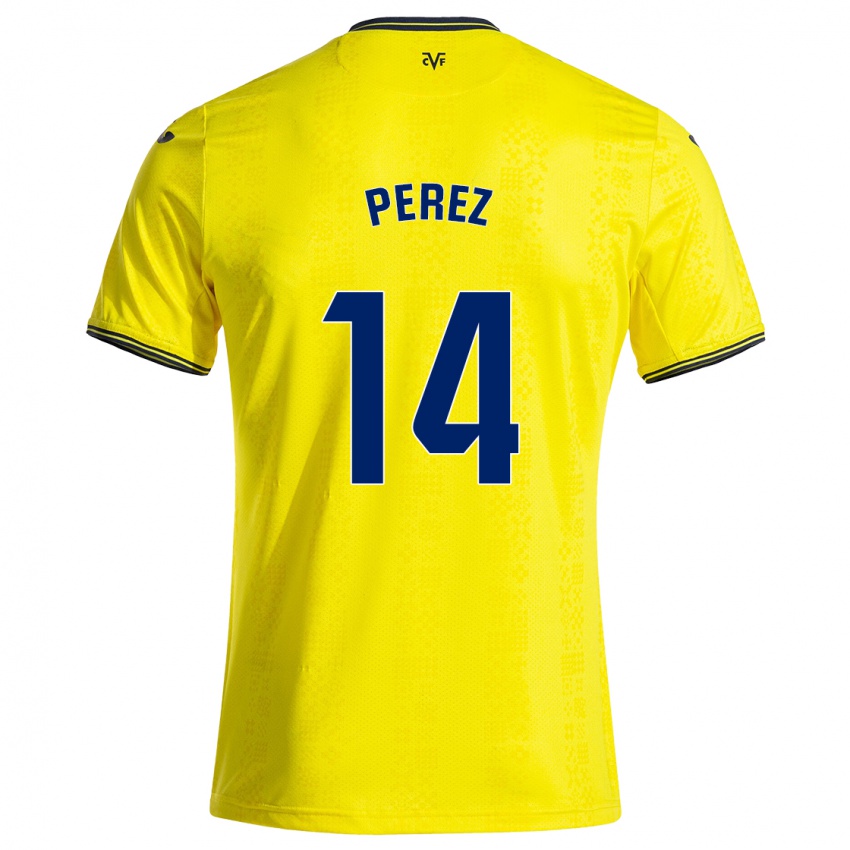 Kinderen Nerea Pérez #14 Geel Zwart Thuisshirt Thuistenue 2024/25 T-Shirt