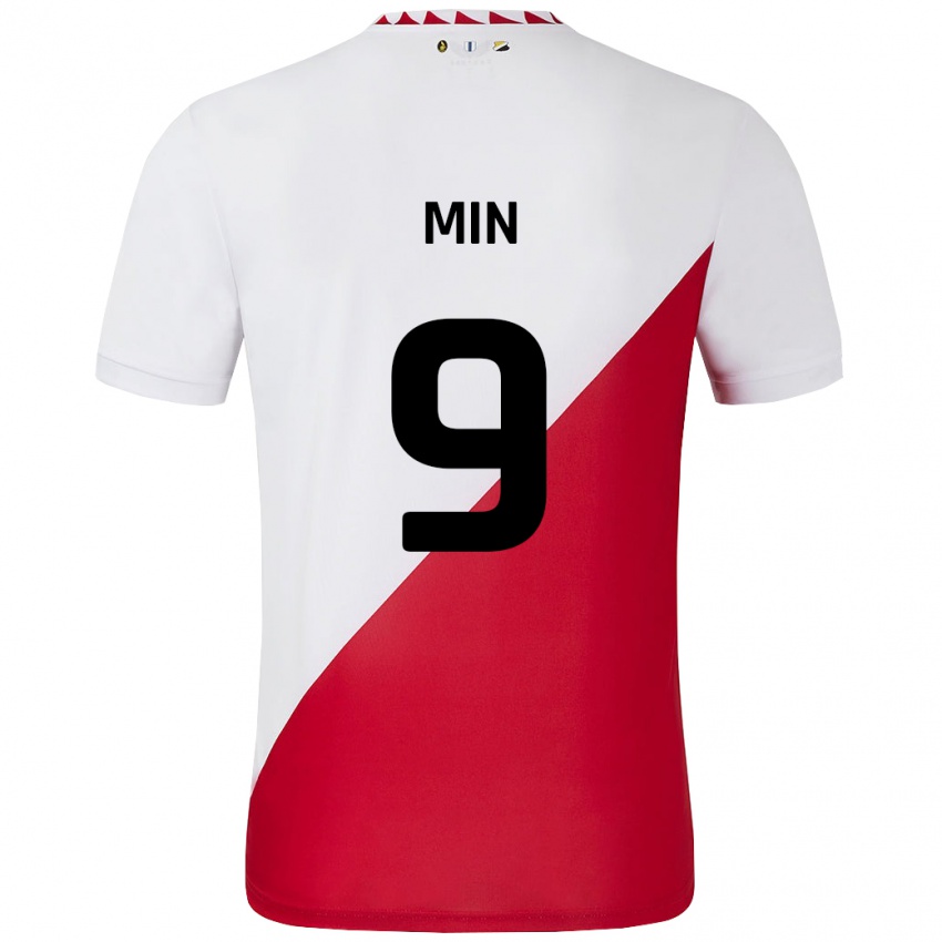 Kinderen David Min #9 Wit Rood Thuisshirt Thuistenue 2024/25 T-Shirt