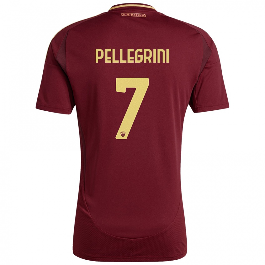 Kinderen Lorenzo Pellegrini #7 Rood Bruin Goud Thuisshirt Thuistenue 2024/25 T-Shirt