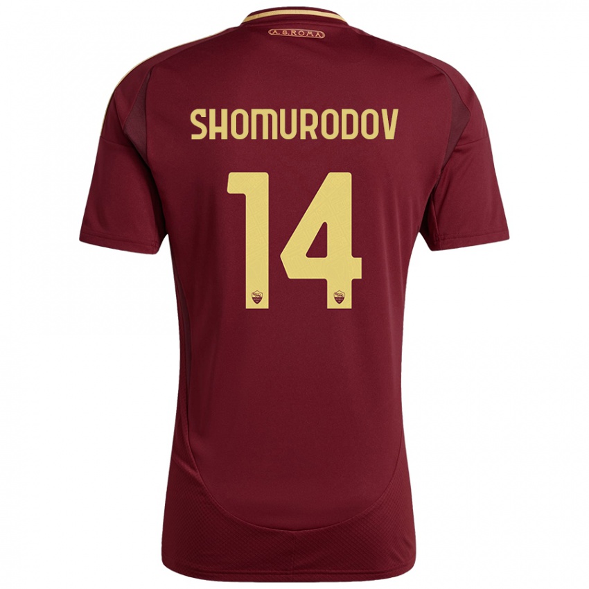 Kinderen Eldor Shomurodov #14 Rood Bruin Goud Thuisshirt Thuistenue 2024/25 T-Shirt