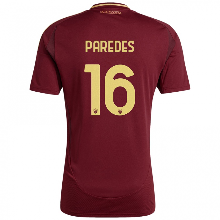 Kinderen Leandro Paredes #16 Rood Bruin Goud Thuisshirt Thuistenue 2024/25 T-Shirt