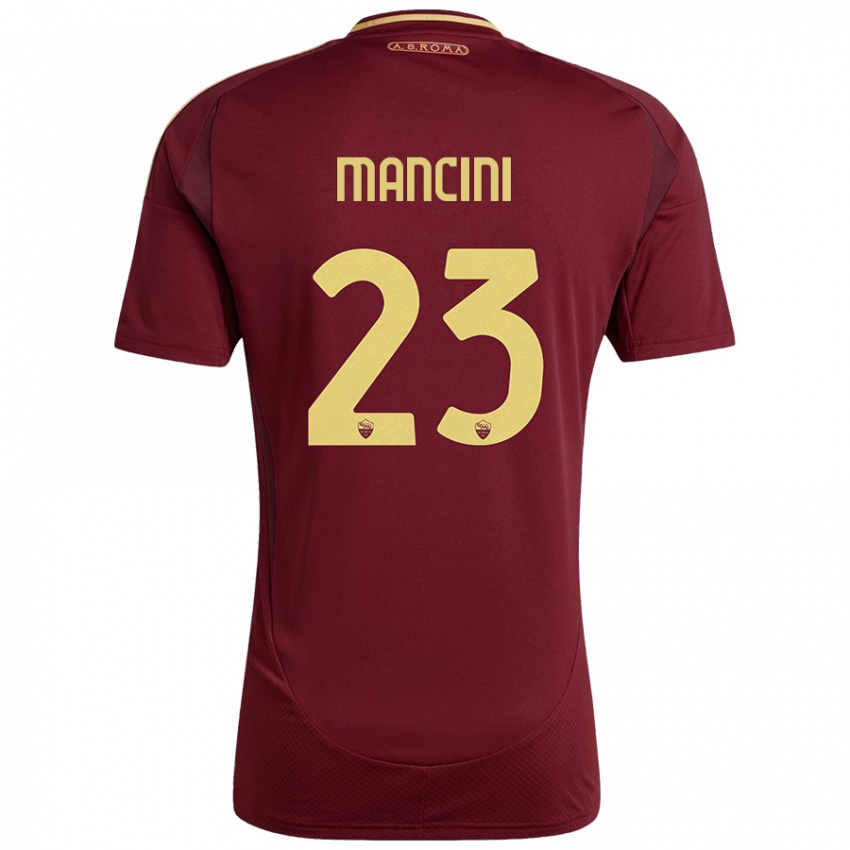 Kinderen Gianluca Mancini #23 Rood Bruin Goud Thuisshirt Thuistenue 2024/25 T-Shirt